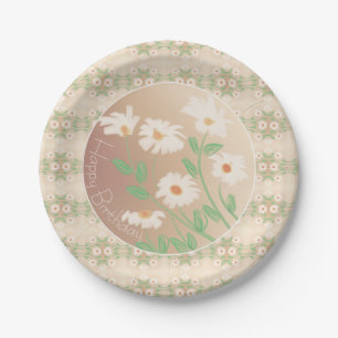 Assiettes En Carton Daisy Floral Motif