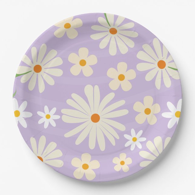 Assiettes En Carton Daisy Flower wild one Fille 1er anniversaire (Devant)