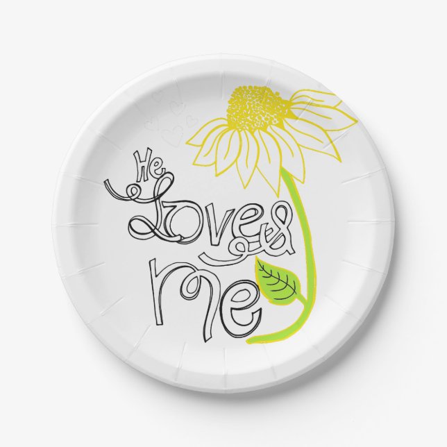 Assiettes En Carton Daisy Il M'Aime Plates De Papier (Devant)