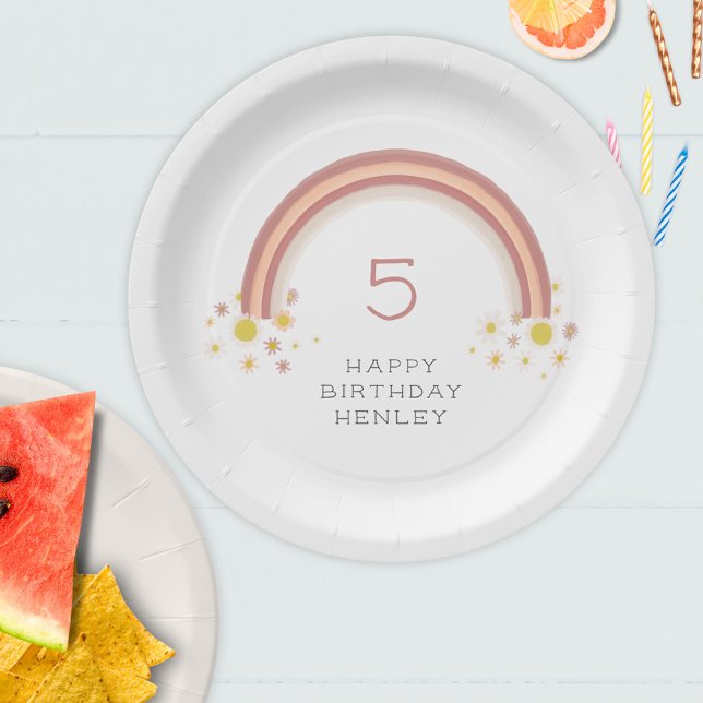 Assiettes En Carton Daisy Rainbow Girls Birthday Party (Créateur téléchargé)