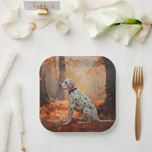 Assiettes En Carton Dalmatien en automne Feuilles automne Inspirer (Mariage)