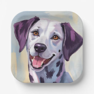 Assiettes En Carton Dalmatien Peinture d'animal de compagnie à l'aqu