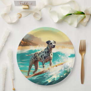 Assiettes En Carton Dalmation Plage Surf Peinture