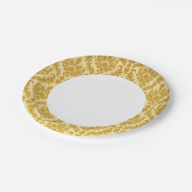 Assiettes En Carton Damas d'or (Angle)