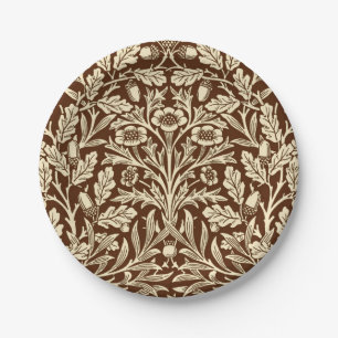 Assiettes En Carton Damassé florale de Nouveau d'art, brun foncé et