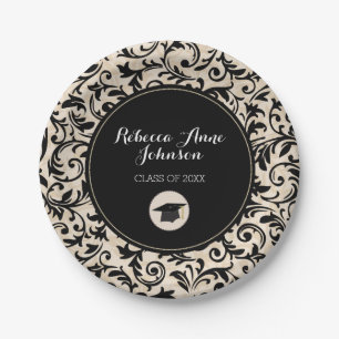 Assiettes En Carton Damassé noire de remous sur Tan, obtention du