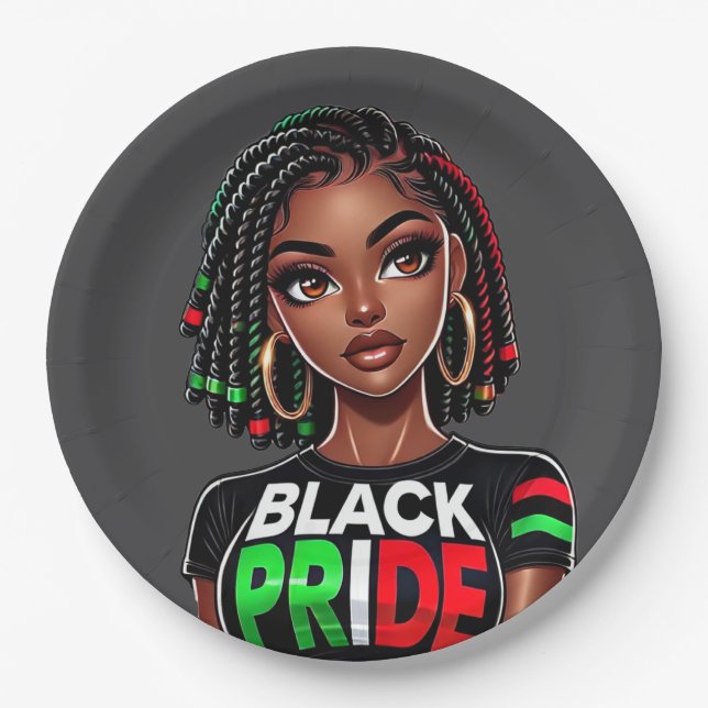 Assiettes En Carton Dame de Black Pride (Devant)