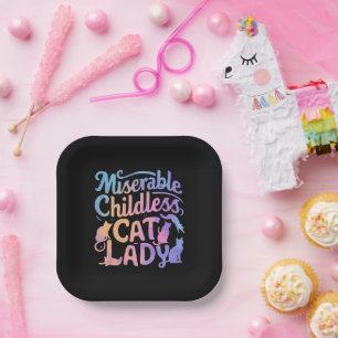 Assiettes En Carton Dame de chat misérable sans enfants