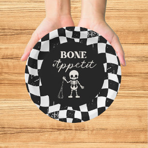 Assiettes En Carton Damier Rétro Méchant jusqu'à l'os Halloween