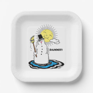 Assiettes En Carton "DAMMIT" Fondre Plaques de papier Snowman drôle