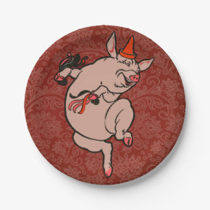 Assiettes En Carton Dancing Pig Antique Cute Danseuse
