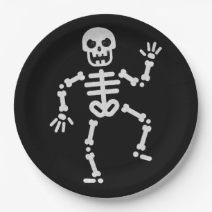 Assiettes En Carton Dancing Skeleton Parties scintillant Halloween
