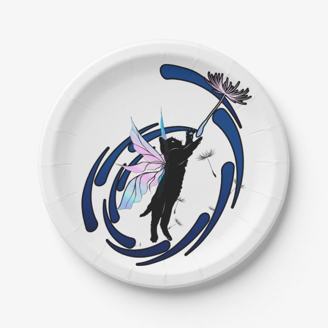 Assiettes En Carton Dandelion de chat cosmique (Devant)