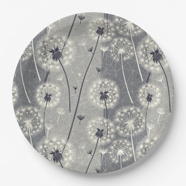 Assiettes En Carton Dandelion monochrome moderne (Devant)