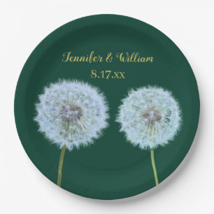 Assiettes En Carton Dandelions, Dandelion Horloges Vert Personnalisé