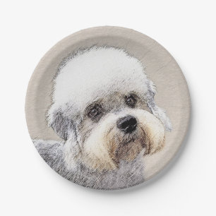 Assiettes En Carton Dandie Dinmont Terrier Peinture originale de Chien