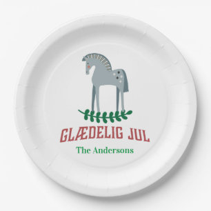 Assiettes En Carton Danois Joyeux Cheval de Dala de Noël