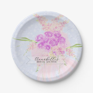 Assiettes En Carton Dans le bouquet de ruban rose bleu transparent