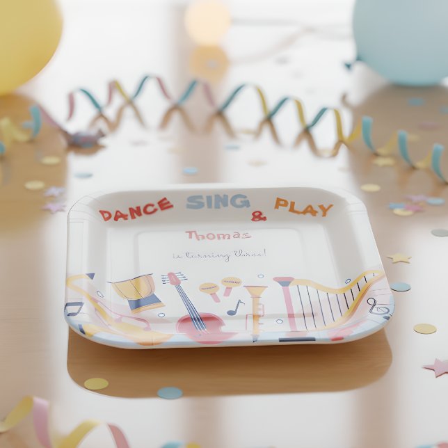 Assiettes En Carton Danse chanter et jouer anniversaire de enfant (Créateur téléchargé)