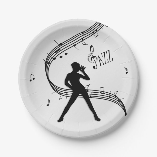 Assiettes En Carton Danse de Jazz Argent (Devant)