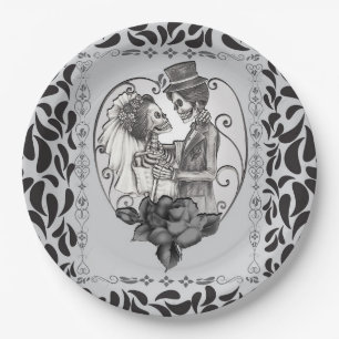Assiettes En Carton Danse de mariage gothique de couple d'amour de squ