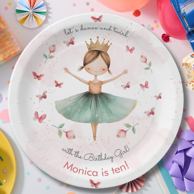 Assiettes En Carton Danse et tournoi mignon ballerine ballet enfant an (Créateur téléchargé)