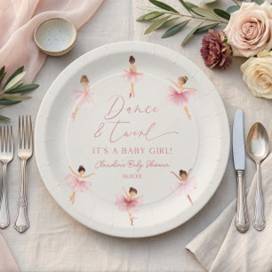 Assiettes En Carton Danse et Tournoiement Ballerine Rose Ballet Fête P