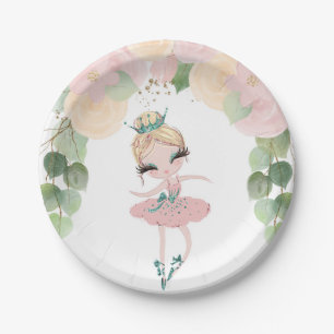 ASSIETTES EN CARTON DANSE ET TWIRL ANNIVERSAIRE DE BALLERINA FLORALE