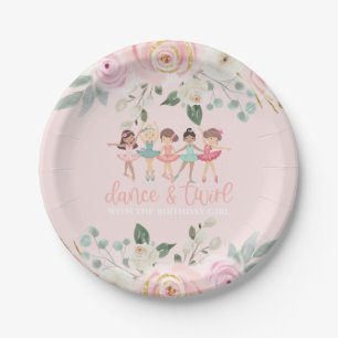 Assiettes En Carton Danse et Twirl Floral Ballet Anniversaire