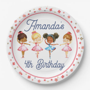Assiettes En Carton Danse et Twirl Rose fille Editable Ballerina Party