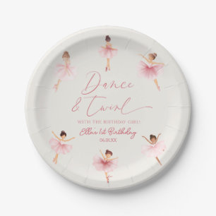 Assiettes En Carton Danse & Twirl Rose Ballerina Ballet Anniversaire