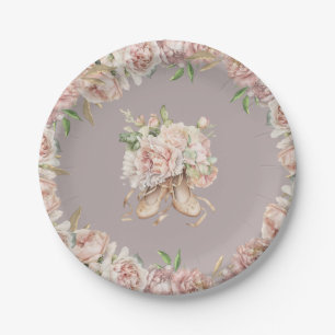Assiettes En Carton Danseur de Ballet Floral Violet Anniversaire