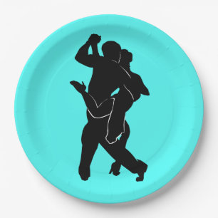 Assiettes En Carton Danseurs de Tango Plaques de papier turquoise Choi