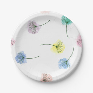 Assiettes En Carton Dansons Motif floral aquarelle