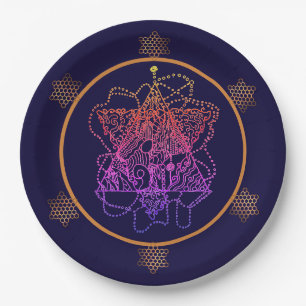 Assiettes En Carton Dark Berry Rainbow Jewish Star