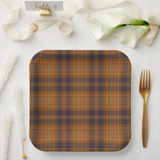 Assiettes En Carton Dark Brown Scottish style Plaid