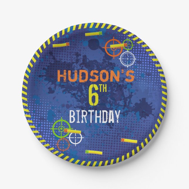 Assiettes En Carton Dart Anniversaire Guerre de nourriture (Devant)