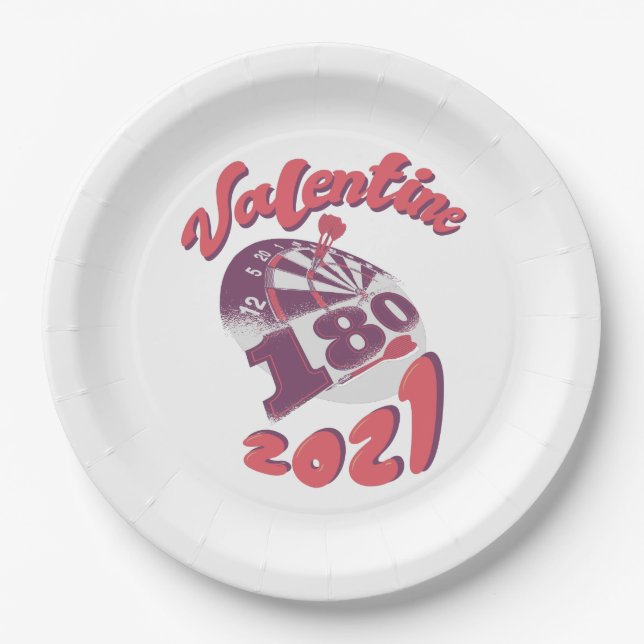 Assiettes En Carton Darts est ma Saint Valentin 2021 (Devant)