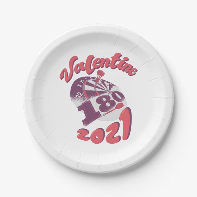 Assiettes En Carton Darts est ma Saint Valentin 2021 (Devant)
