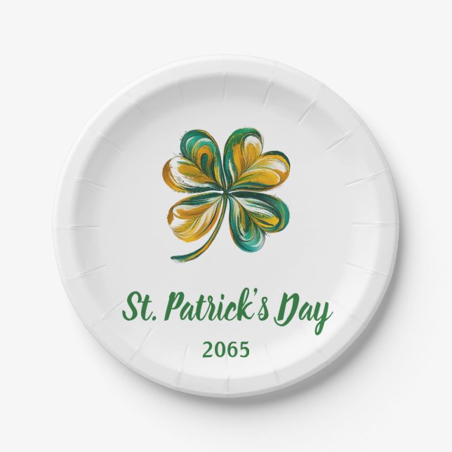 Assiettes En Carton Daté Shamrock de la Saint Patrick (Devant)