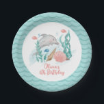 Assiettes En Carton Dauphin sous la mer Anniversaire<br><div class="desc">Vie des dauphins et de la mer Sous la mer Anniversaire avec dauphin aquarelle,  coquillages et poissons.</div>
