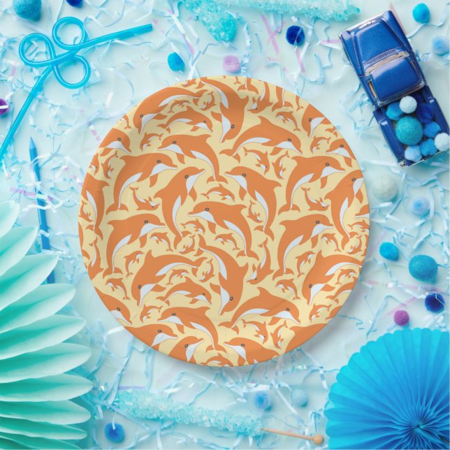 Assiettes En Carton Dauphins mignons (Fête)