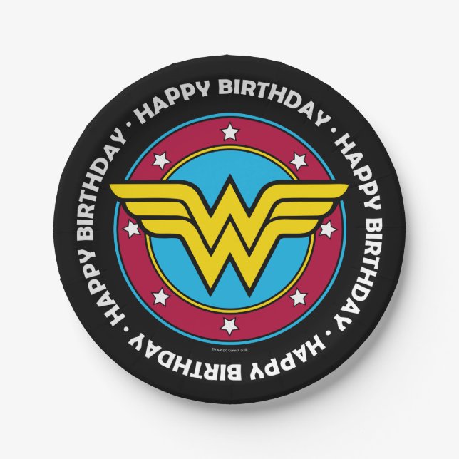 Assiettes En Carton DC Comics | Wonder Woman Circle & Stars Logo (Devant)