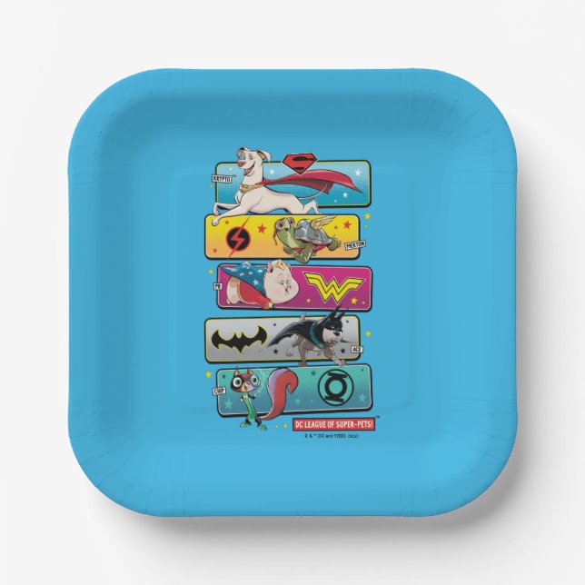 Assiettes En Carton DC League of Super-Pets Panels (Recto)