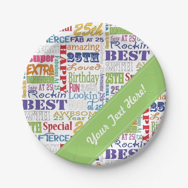 Assiettes En Carton De fête d'anniversaire cadeaux uniques et 25èmes (Devant)