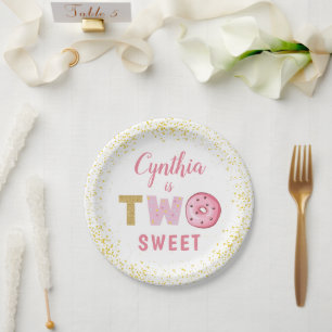 Assiettes En Carton De fille douce de deux 2ème fête d'anniversaire