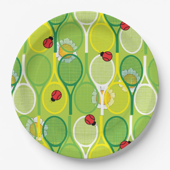Assiettes En Carton De jolies raquettes de tennis avec des loups (Devant)