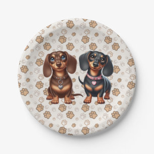 Assiettes En Carton De mignons amis dachshund