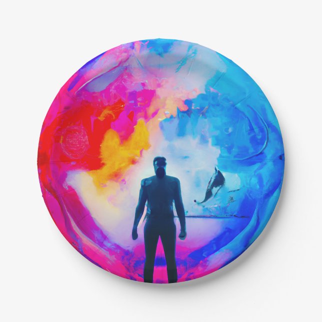 Assiettes En Carton Debout dans les couleurs (Devant)