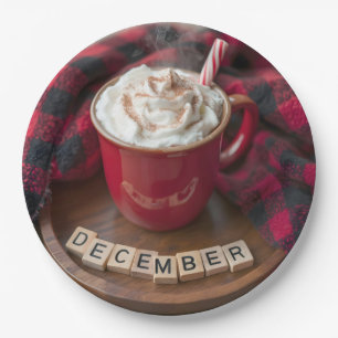 Assiettes En Carton Décembre Chocolat Chaud Avec Couverture Plaid